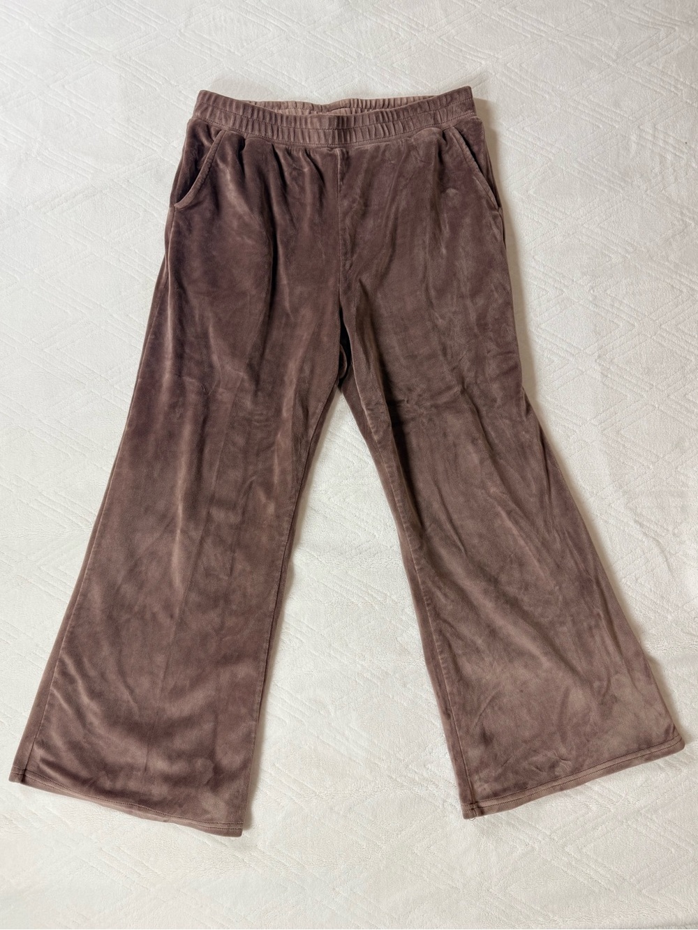Lark + Grey Maternity Mama Lounge Pants Women Medium Purple Velvet Flare Leg